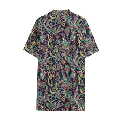 Retro Indian Paisley Pattern Print Cotton Hawaiian Shirt