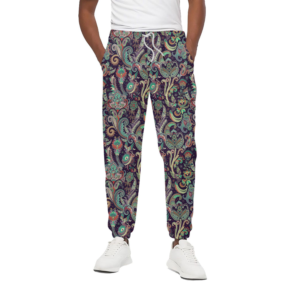 Retro Indian Paisley Pattern Print Cotton Pants