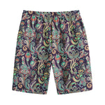 Retro Indian Paisley Pattern Print Cotton Shorts