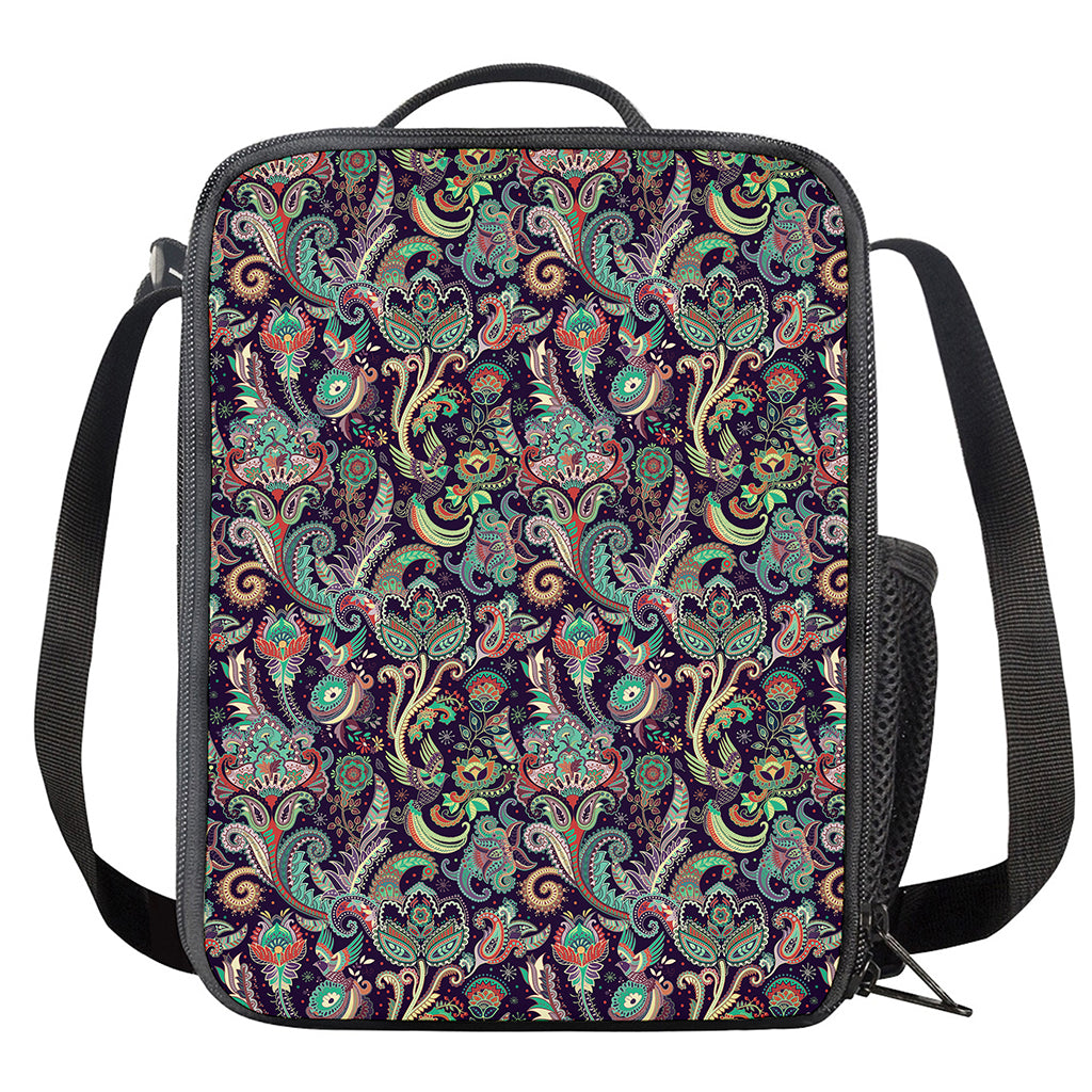 Retro Indian Paisley Pattern Print Crossbody Lunch Bag