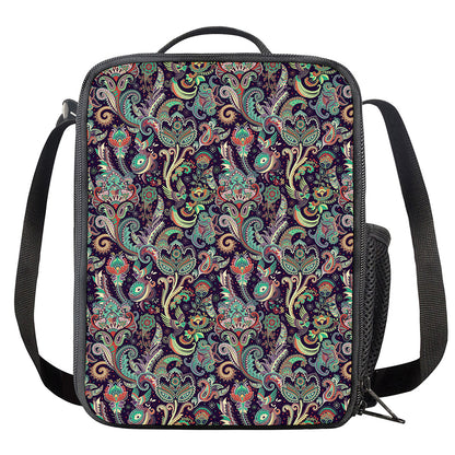 Retro Indian Paisley Pattern Print Crossbody Lunch Bag