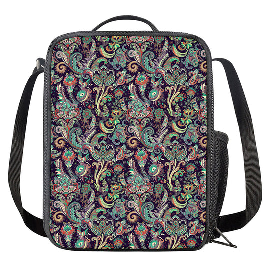 Retro Indian Paisley Pattern Print Crossbody Lunch Bag