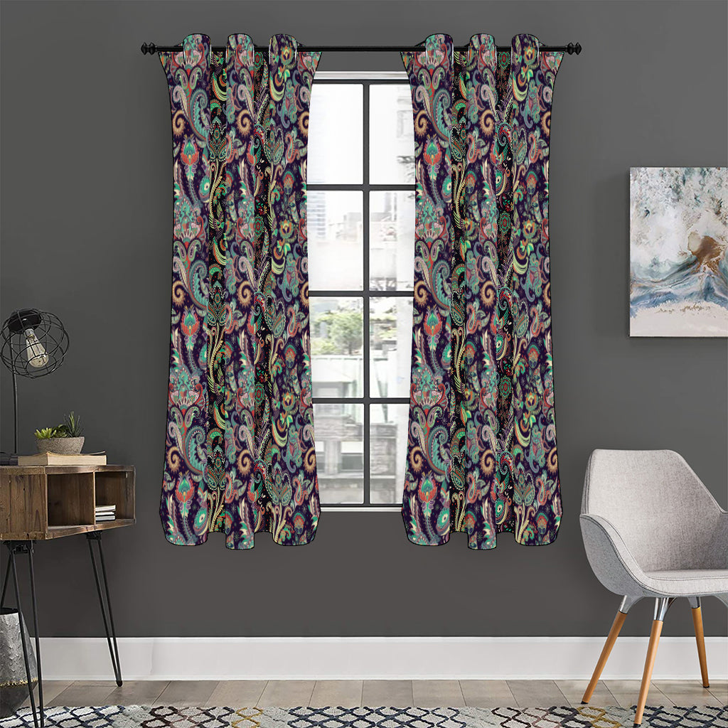 Retro Indian Paisley Pattern Print Curtain