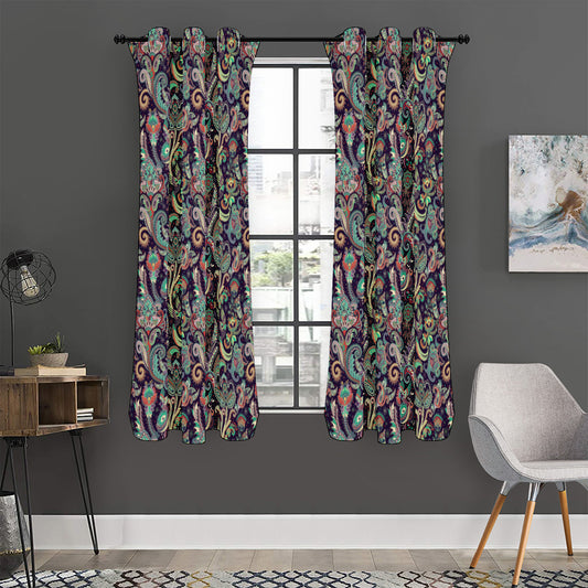 Retro Indian Paisley Pattern Print Curtain