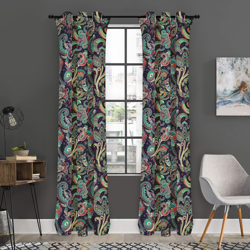 Retro Indian Paisley Pattern Print Curtain