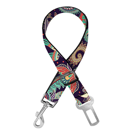 Retro Indian Paisley Pattern Print Dog Seat Belt