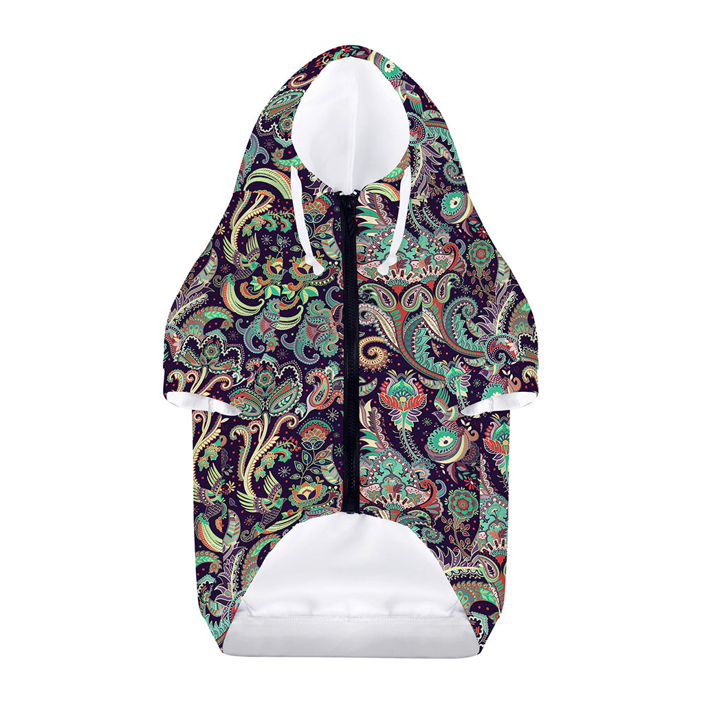 Retro Indian Paisley Pattern Print Dog Zip Up Hoodie