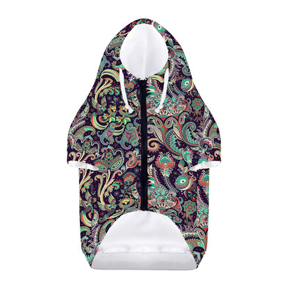 Retro Indian Paisley Pattern Print Dog Zip Up Hoodie