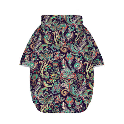 Retro Indian Paisley Pattern Print Dog Zip Up Hoodie