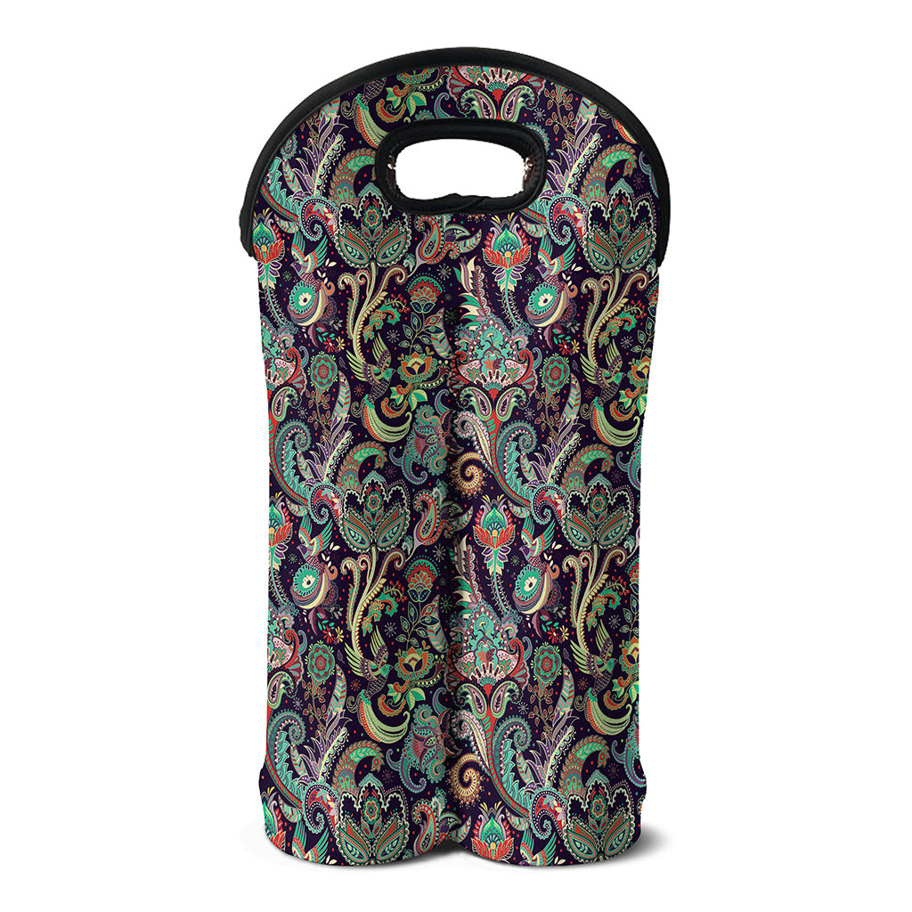 Retro Indian Paisley Pattern Print Double Neoprene Wine Tote