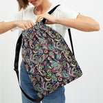 Retro Indian Paisley Pattern Print Drawstring Backpack