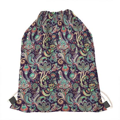 Retro Indian Paisley Pattern Print Drawstring Bag