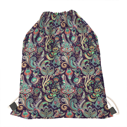 Retro Indian Paisley Pattern Print Drawstring Bag