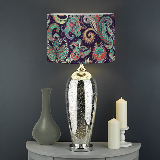 Retro Indian Paisley Pattern Print Drum Lamp Shade