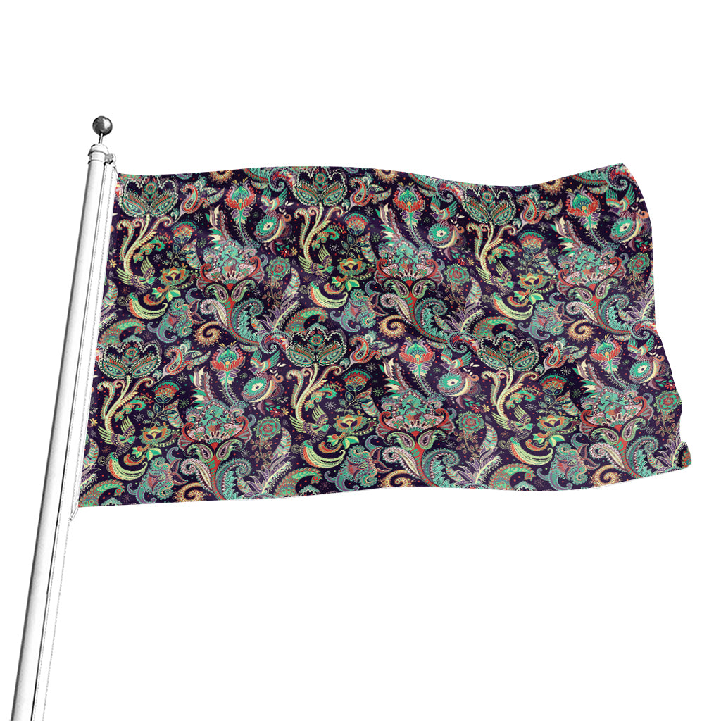 Retro Indian Paisley Pattern Print Flag