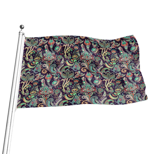 Retro Indian Paisley Pattern Print Flag