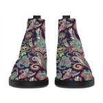 Retro Indian Paisley Pattern Print Flat Ankle Boots