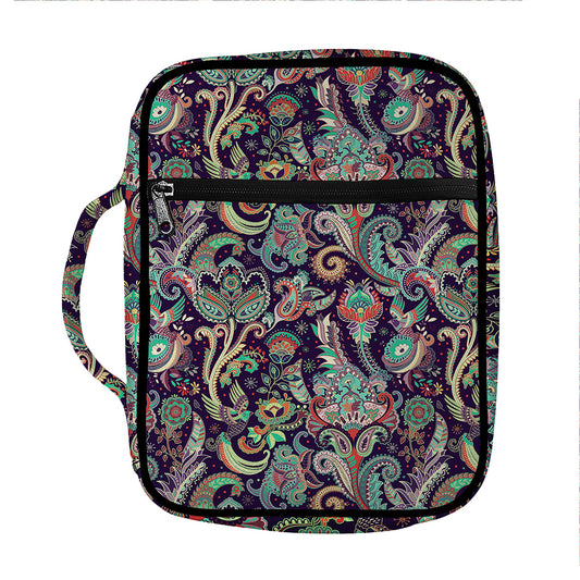 Retro Indian Paisley Pattern Print Front Pocket Bible Bag