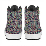 Retro Indian Paisley Pattern Print High Top Leather Sneakers