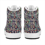Retro Indian Paisley Pattern Print High Top Leather Sneakers