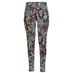 Retro Indian Paisley Pattern Print High-Waisted Pocket Leggings