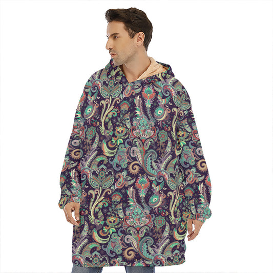Retro Indian Paisley Pattern Print Hoodie Blanket
