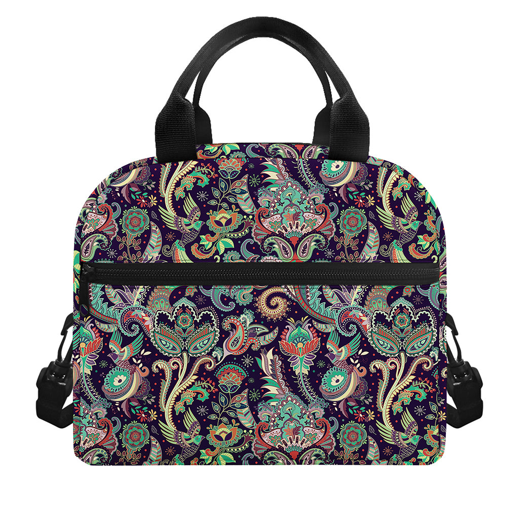 Retro Indian Paisley Pattern Print Insulated Lunch Bag