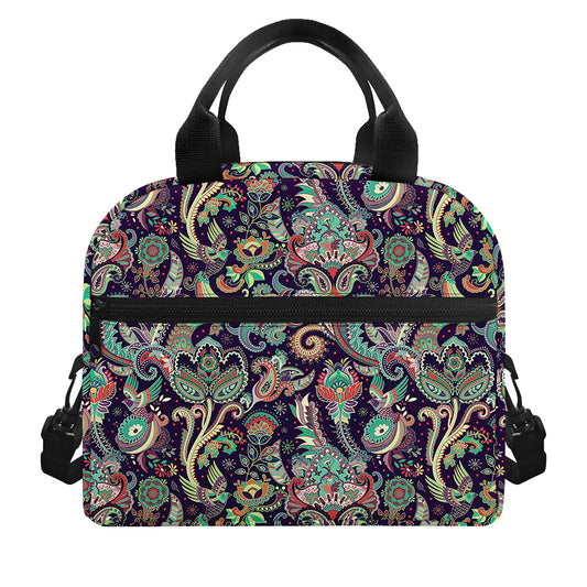 Retro Indian Paisley Pattern Print Insulated Lunch Bag