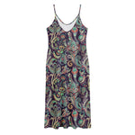 Retro Indian Paisley Pattern Print Jersey Midi Cami Dress