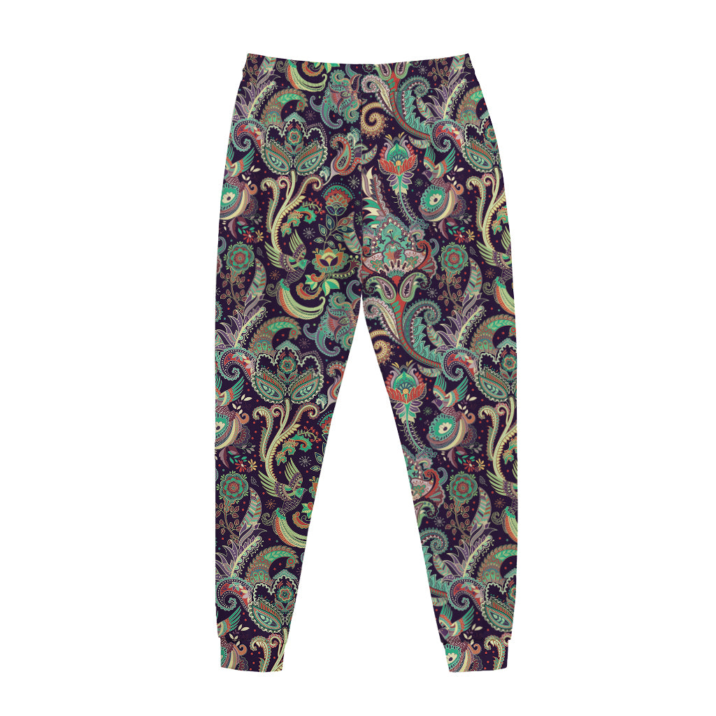 Retro Indian Paisley Pattern Print Jogger Pants