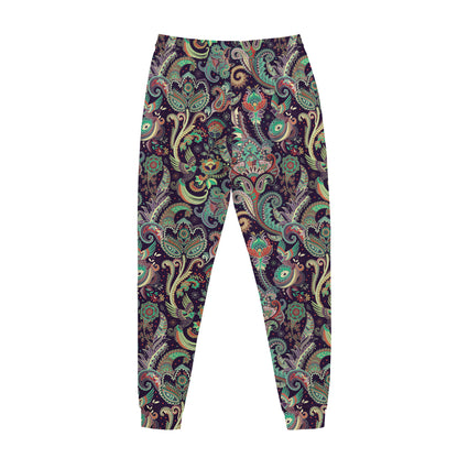 Retro Indian Paisley Pattern Print Jogger Pants