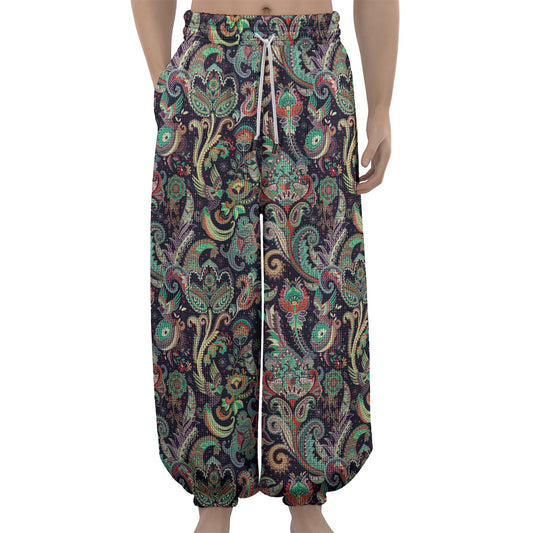 Retro Indian Paisley Pattern Print Lantern Pants