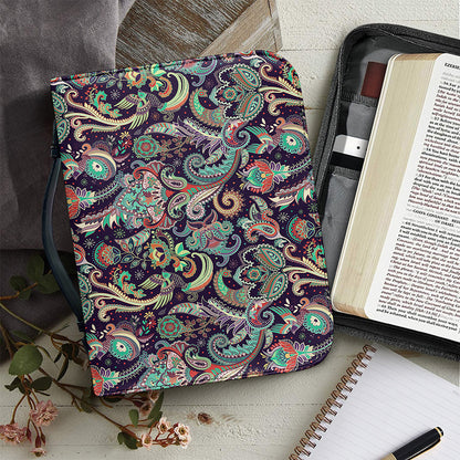 Retro Indian Paisley Pattern Print Leather Bible Cover
