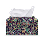 Retro Indian Paisley Pattern Print Leather Tissue Box Cover