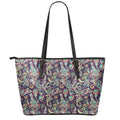 Retro Indian Paisley Pattern Print Leather Tote Bag With Zipper