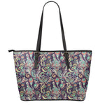 Retro Indian Paisley Pattern Print Leather Tote Bag