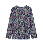 Retro Indian Paisley Pattern Print Long Sleeve Short Coat