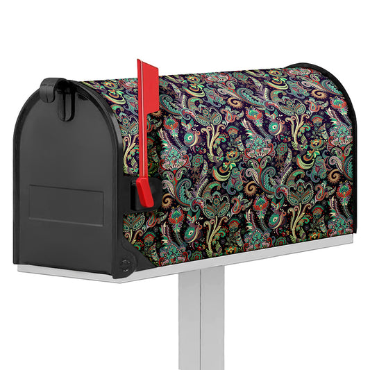 Retro Indian Paisley Pattern Print Mailbox Cover
