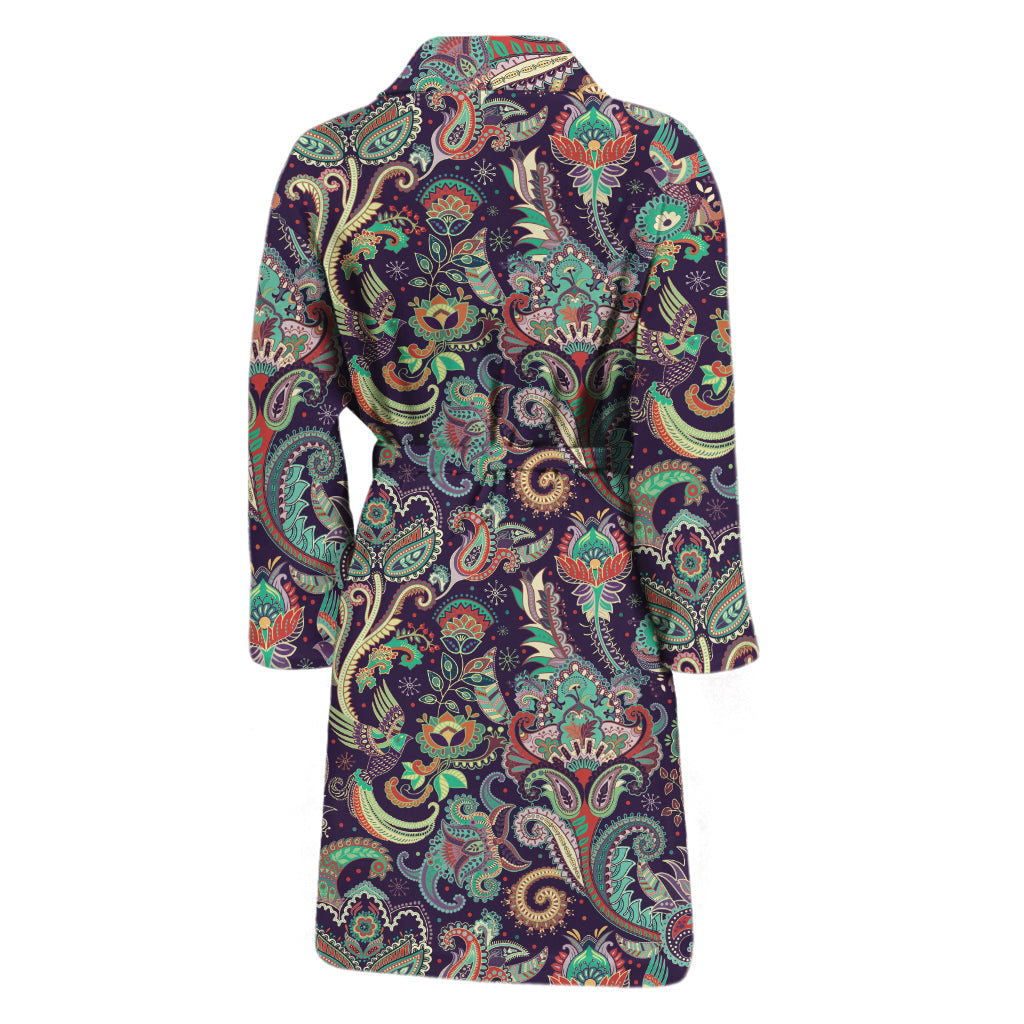 Retro Indian Paisley Pattern Print Men's Bathrobe