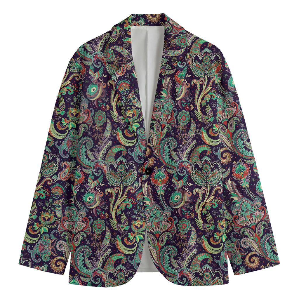 Retro Indian Paisley Pattern Print Men's Blazer