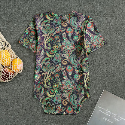 Retro Indian Paisley Pattern Print Men's Bodysuit