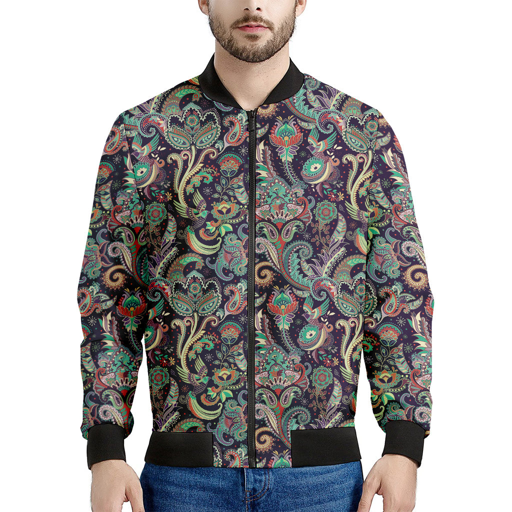 Retro Indian Paisley Pattern Print Men's Bomber Jacket