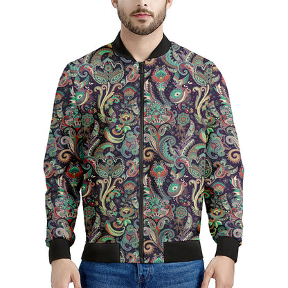 Retro Indian Paisley Pattern Print Men's Bomber Jacket