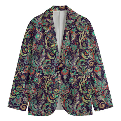 Retro Indian Paisley Pattern Print Men's Cotton Blazer