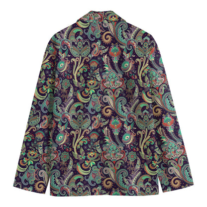 Retro Indian Paisley Pattern Print Men's Cotton Blazer
