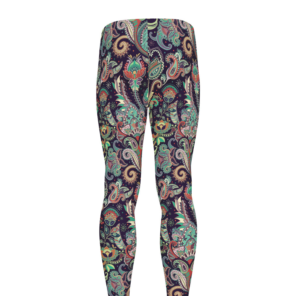 Retro Indian Paisley Pattern Print Men's leggings