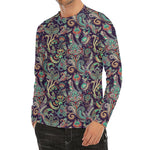 Retro Indian Paisley Pattern Print Men's Long Sleeve Rash Guard