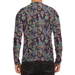 Retro Indian Paisley Pattern Print Men's Long Sleeve Rash Guard