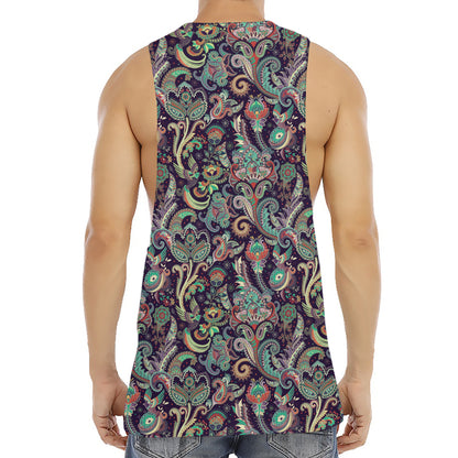 Retro Indian Paisley Pattern Print Men's Muscle Tank Top