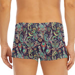 Retro Indian Paisley Pattern Print Men's Short Boxer Briefs